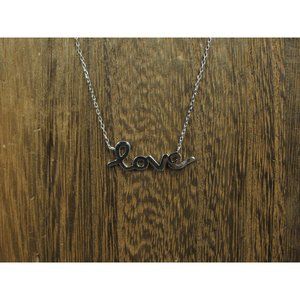18" Sterling Silver Cursive Love Word Cute Necklace